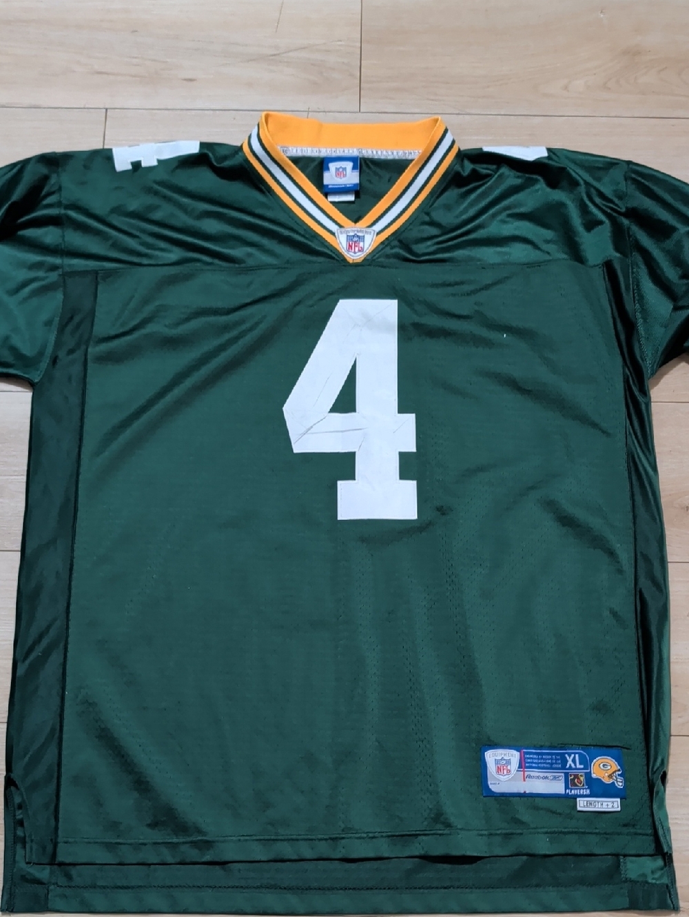 Reebok Green and Gold NFL V-Neck Jersey